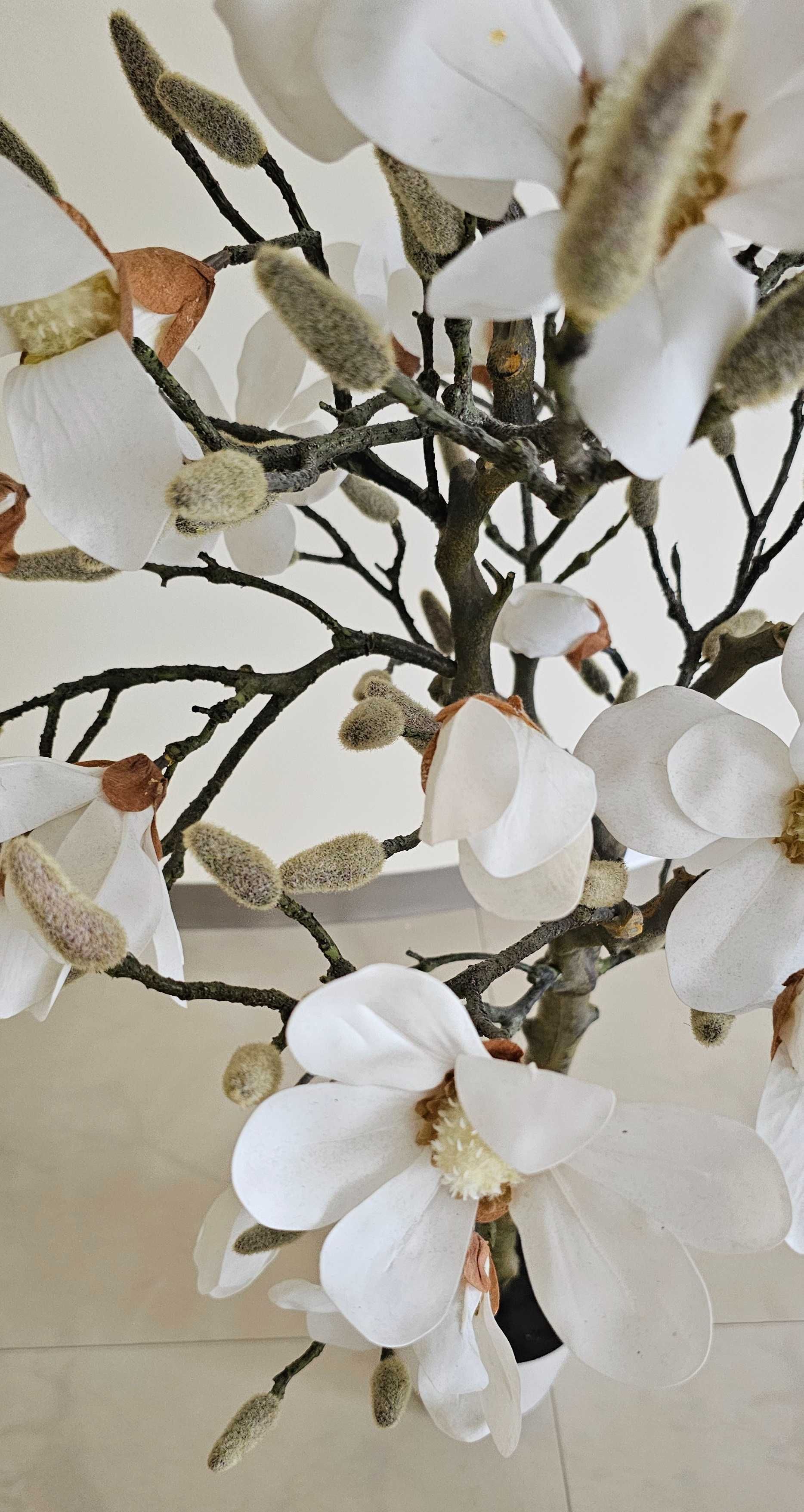 Drzewko Magnolia duże 110 cm białe stuczne