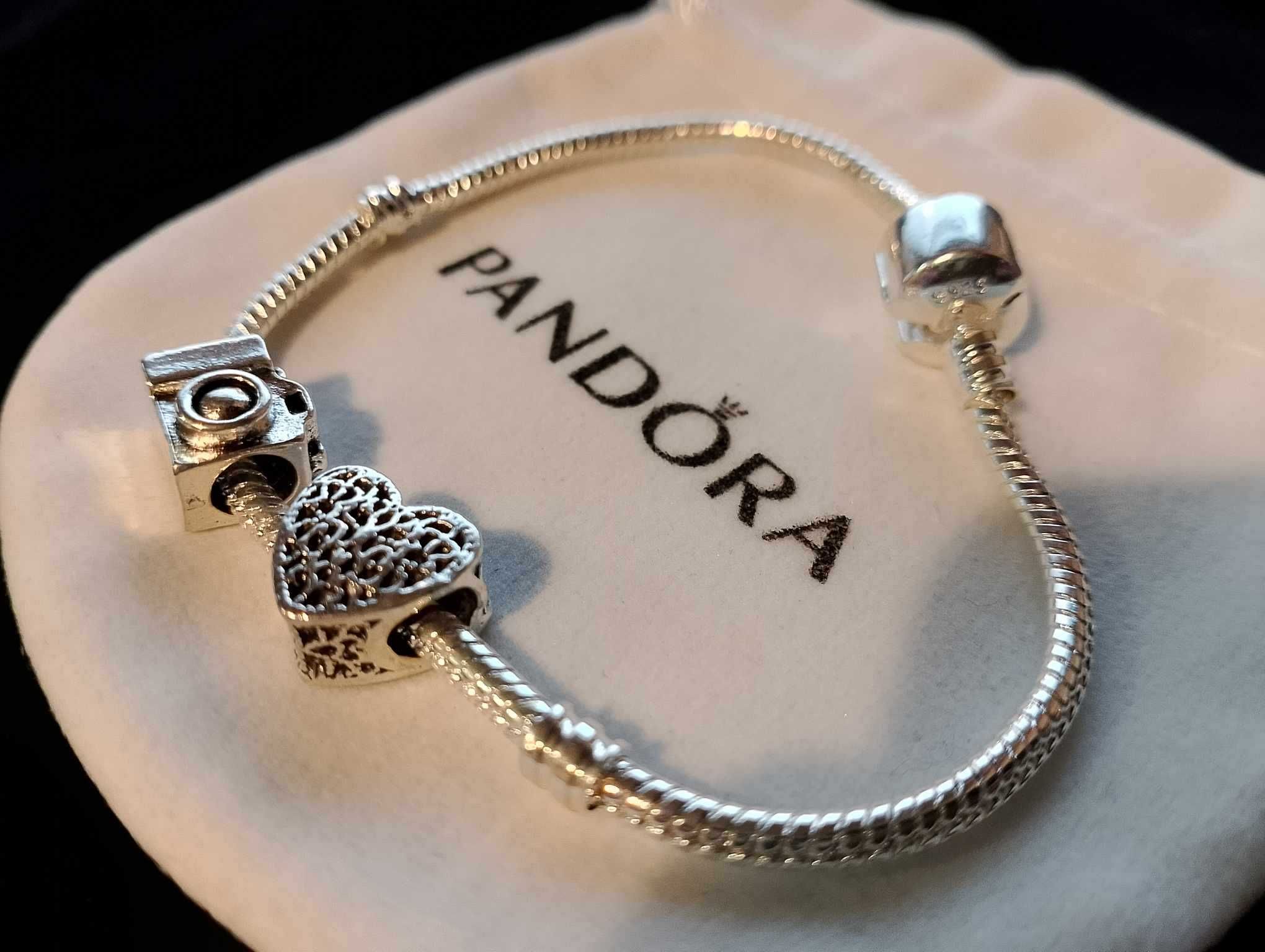 Zestaw PANDORA Bransoletka z Charmsami wyprzedaż! srebro 925