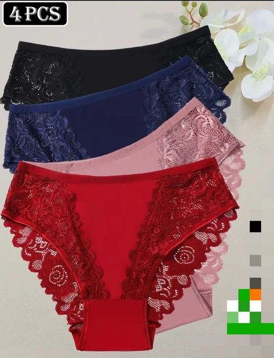 Женские трусики ХХL 4шт с ажурным кружевом