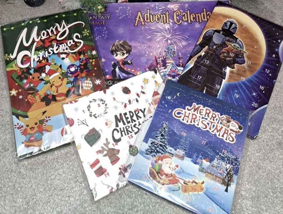 В наявності адвент-календарі: прикраси, покемон, Г.Поттер, Star wars Y