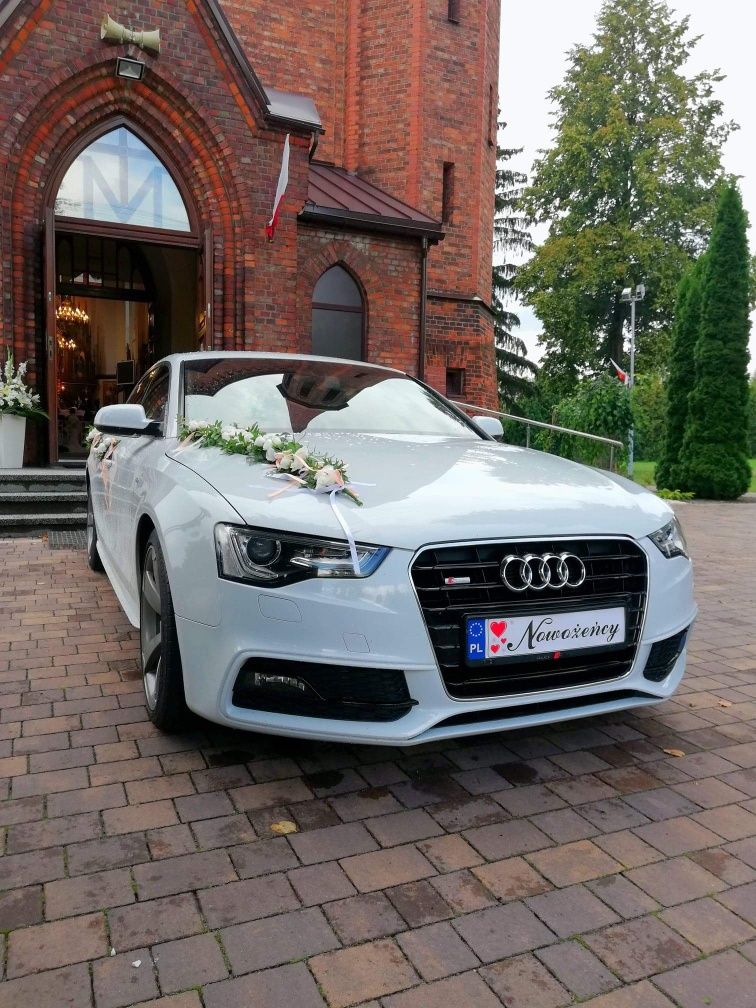 Auto do ślubu Audi A5 S-Line biała perła WOLNE TERMINY 2024