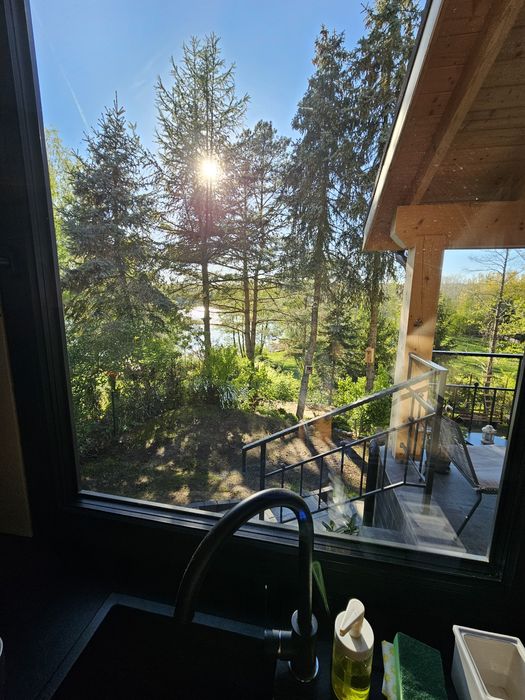 Domek letniskowy całoroczny z linią brzegową, Mazury ,  z bala, nowy.