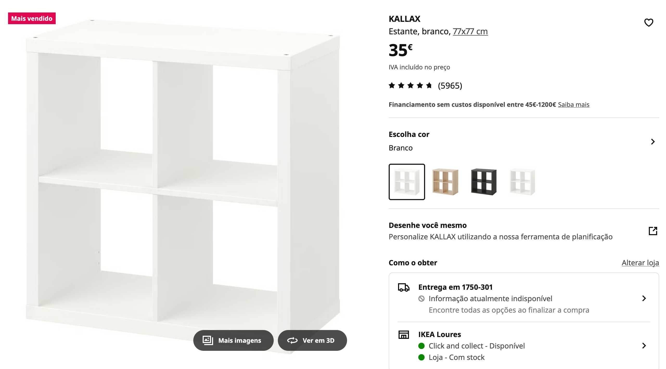 3 estantes Kallax brancas IKEA