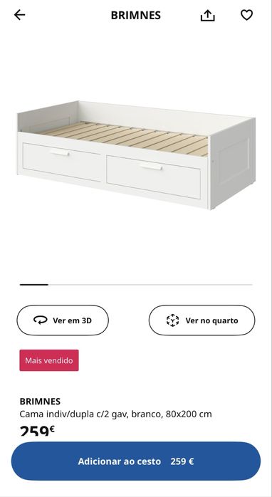 Cama Brimnes Ikea Solteiro/Dupla