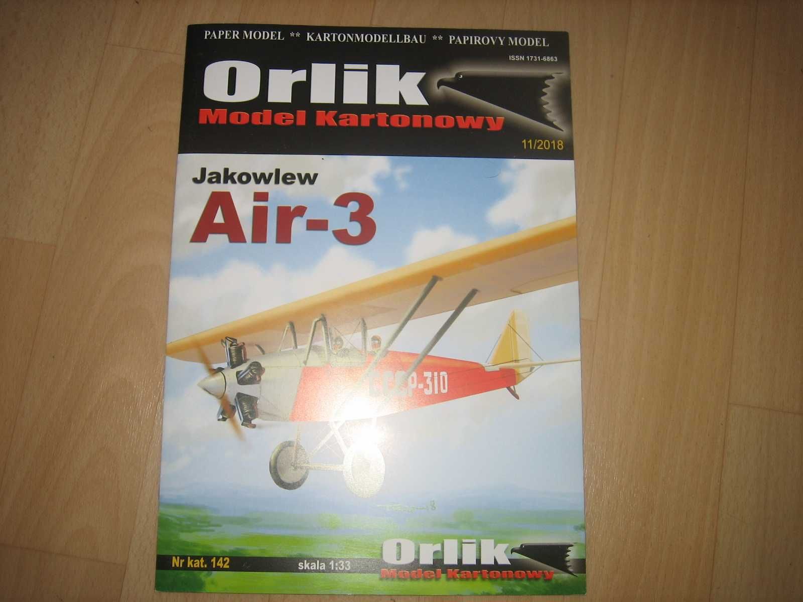 samolot Jakowlew Air-3 model kartonowy 1:33