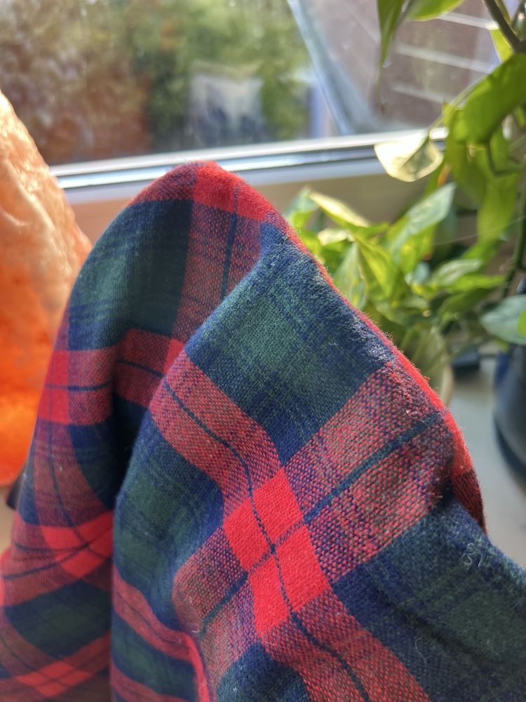Spódnica midi szkocka krata true wintage wełna len hand made retro