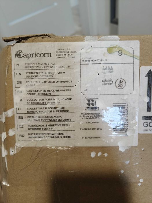 Rozdzielacz ze stali nierdzewnej marki CAPRICORN OPTIMUM1 z 9 sekcjami