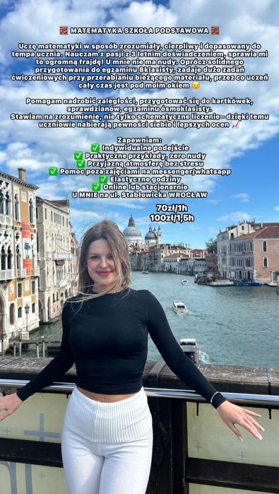 Korepetycje z matematyki szkoła podstawowa, Wrocław Stabłowice