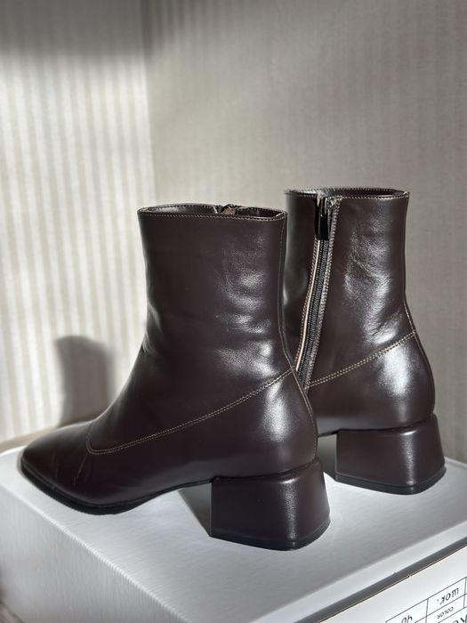 Шкіряні ботинки, ботильйони 40 р., темний шоколад