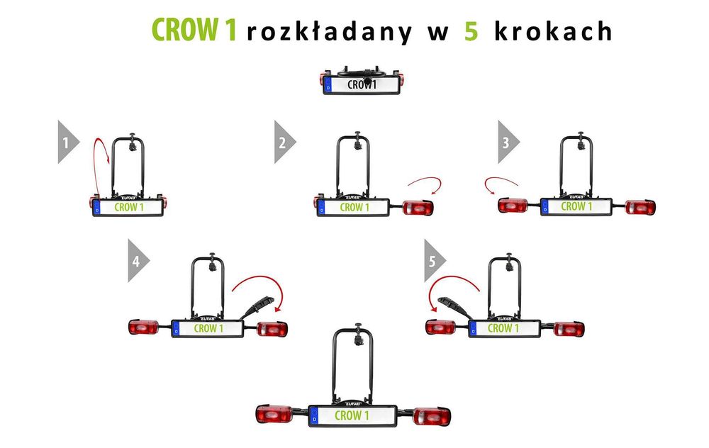 Składany bagażnik platforma na 1 rower EUFAB CROW 1 na hak uchył