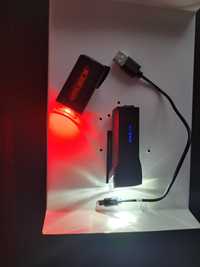 Zestaw lamp lampek Oświetlenie rowerowe Fischer 50363 LED USB 360°