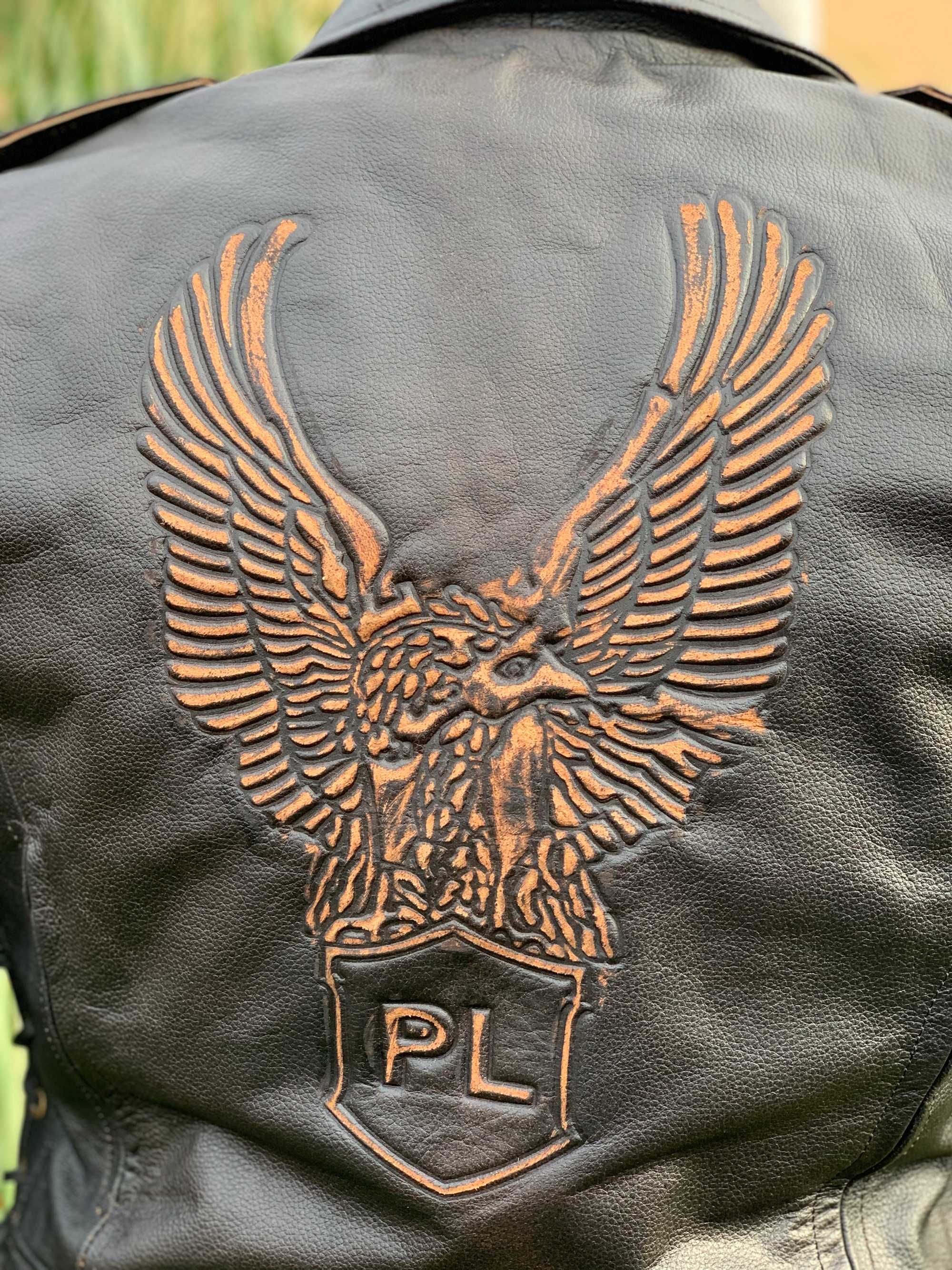Ramoneska motocyklowa Skórzana Regulacja Wytłoczony Orzeł logo Polski