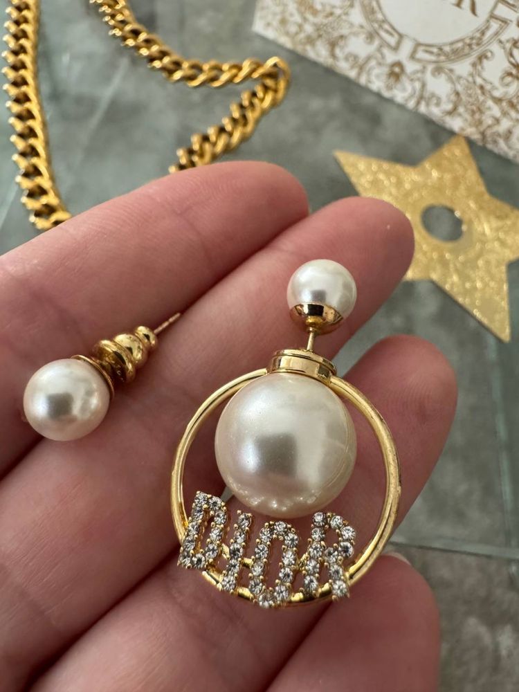 Кольє чокер Dior. Сережки Діор