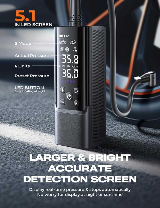 Портативный  компрессор Tecianro A5,  насос для накачивания шин