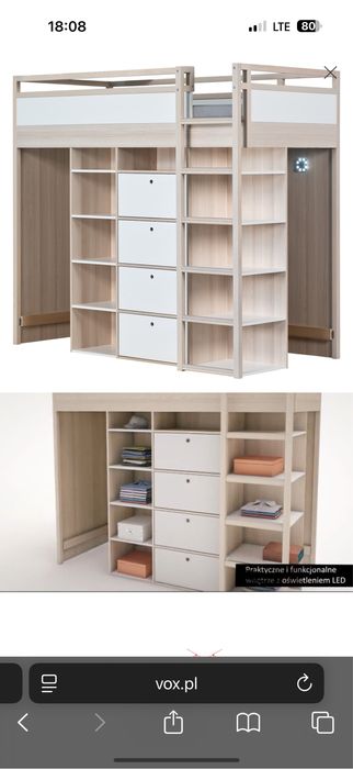 Łóżko piętrowe VOX Spot Young – świetny stan!