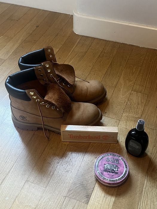 Botas timberland Original com spray, nova pomada Reuzel rosa, mikado