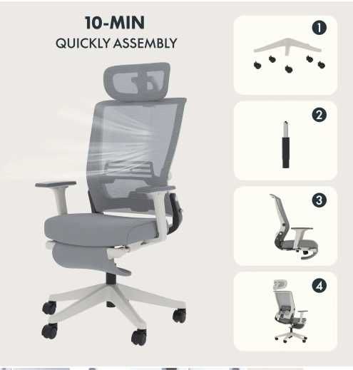 Składane krzesło ergonomiczne szare, mini wada