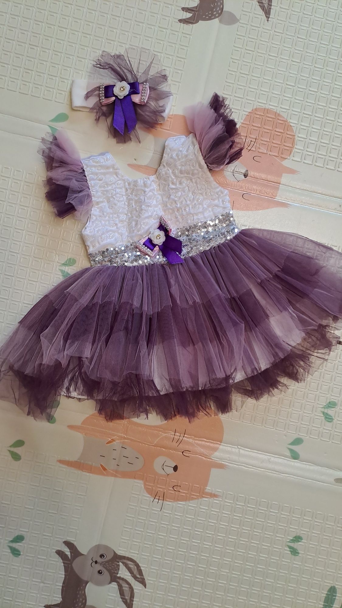 Фіолетова святкова сукня для немовлят 0-3місяці