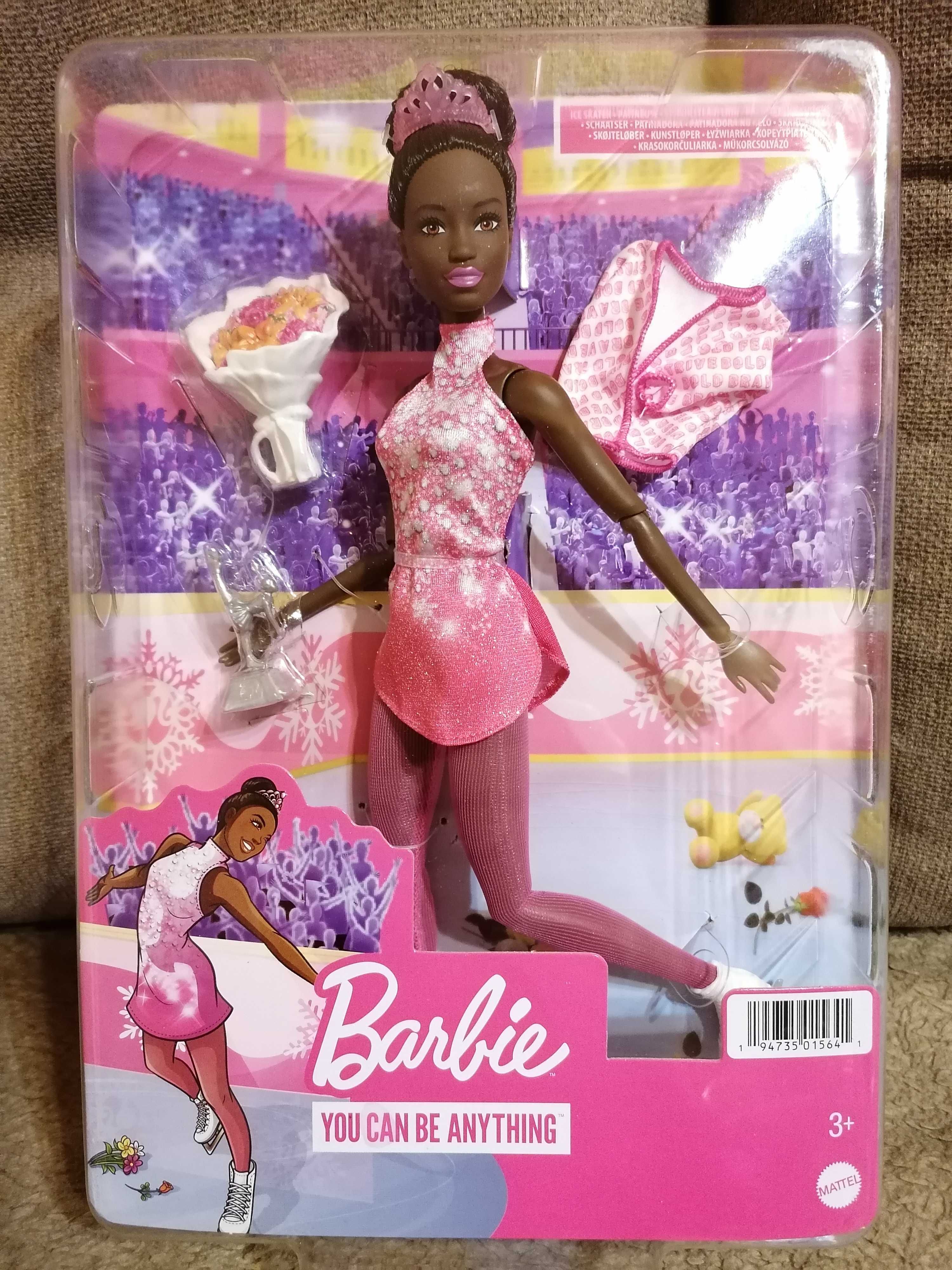 Barbie łyżwiarka kariera ciemnoskóra NOWA ruchome stawy HCN31