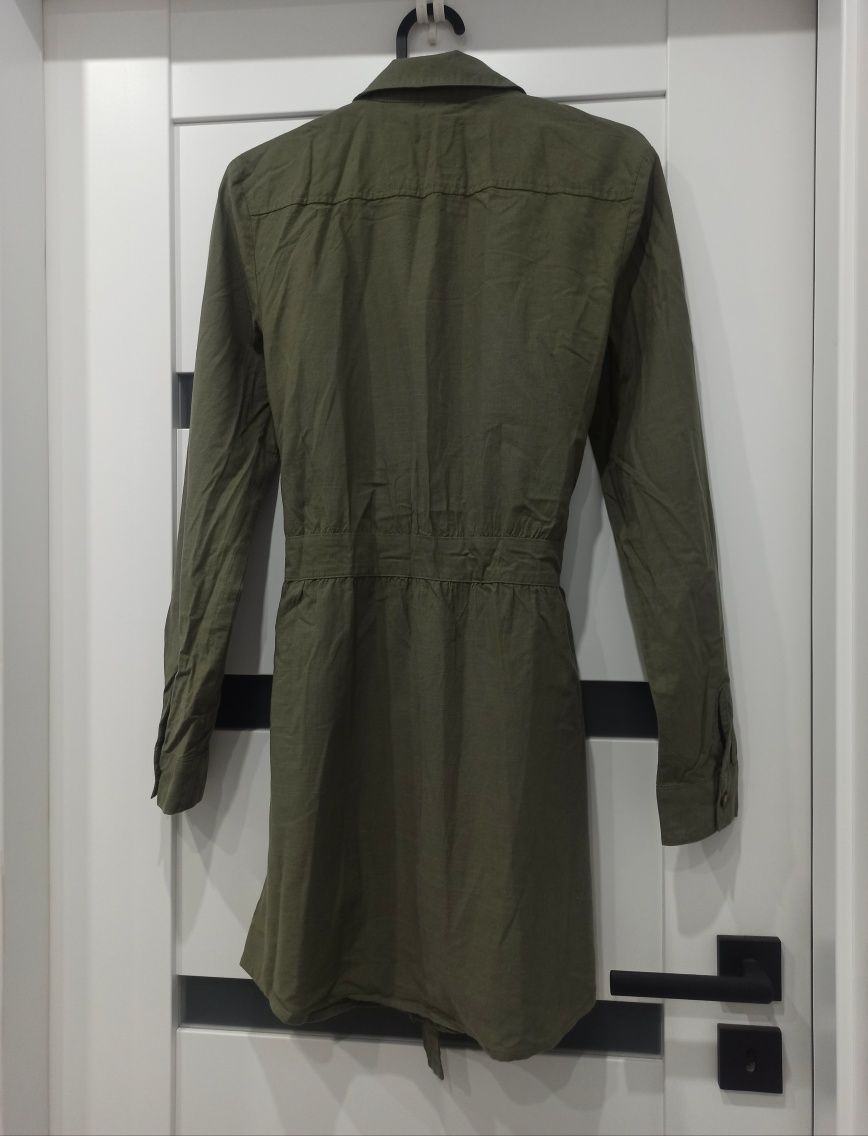 Oliwkowa sukienka szmizjerka H&M XS