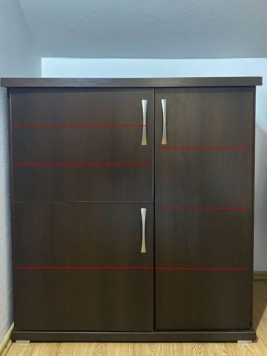 Meble biurowe od stolarza – biurko, komoda, szafka wisząca, wenge