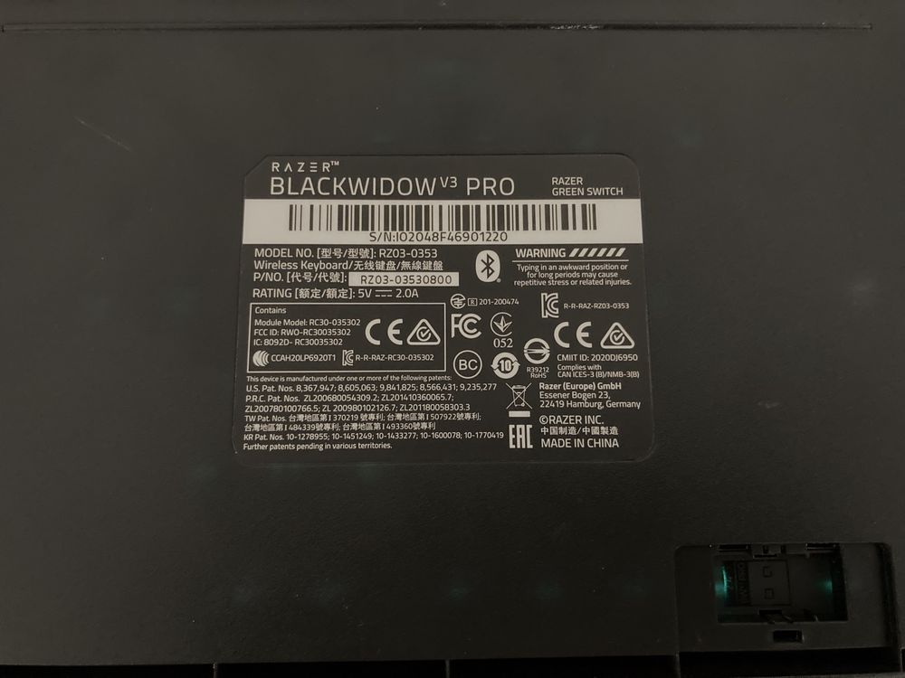 Ігрова Клавіатура Razer BlackWidow V3 Pro без адаптера (0894)