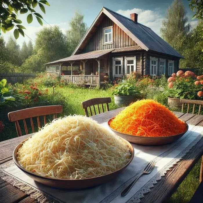 Квашена домашня капуста / Морква по-корейськи / Маринований буряк