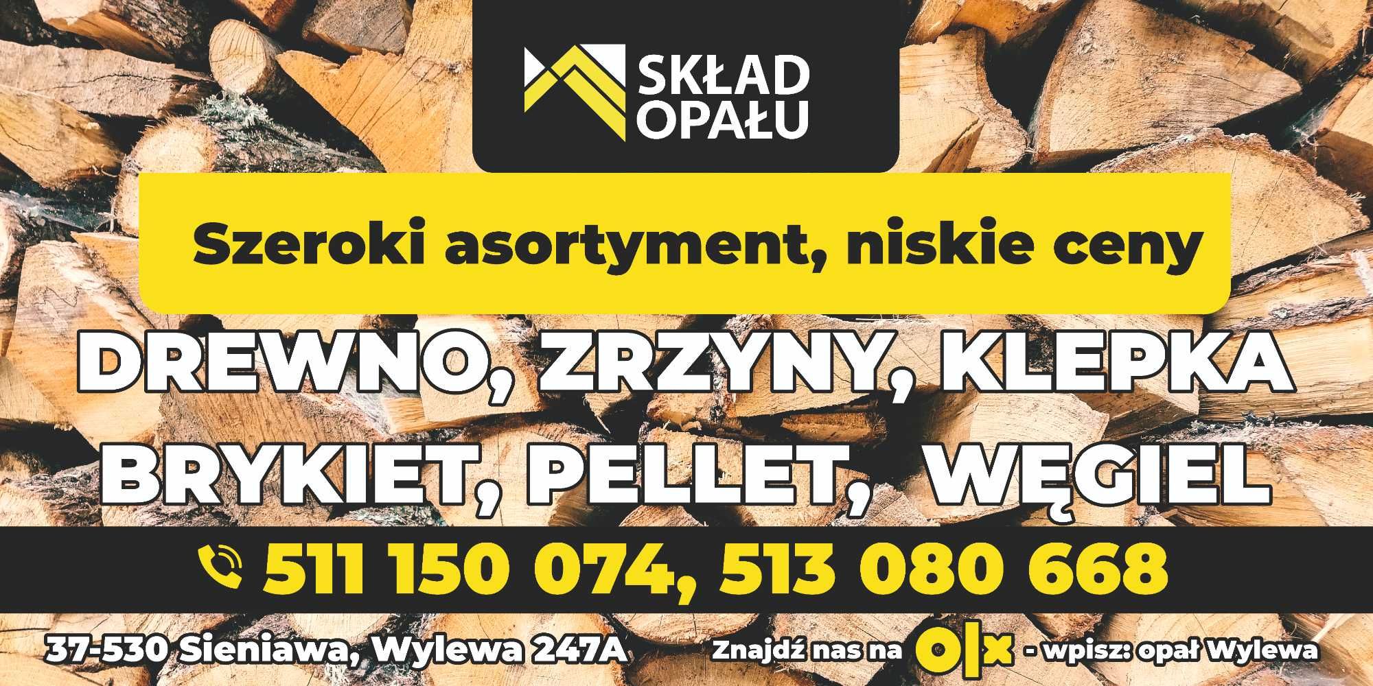 Opał, BUK/GRAB - Drewno kominkowe, pocięte, połupane , Wylewa