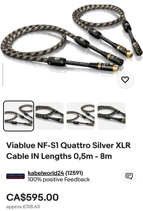Audioplan MusiCable UIC 88B, Viablue NF-SI Silver Quatro XLR міжблочні