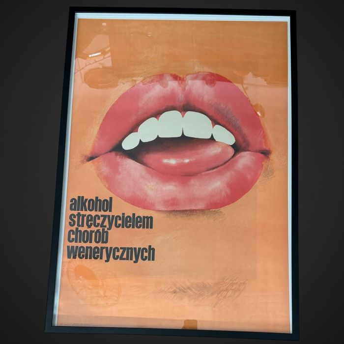 Plakat proj Waldemar Świerzy Alkohol stręczycielem chorób wenerycznych
