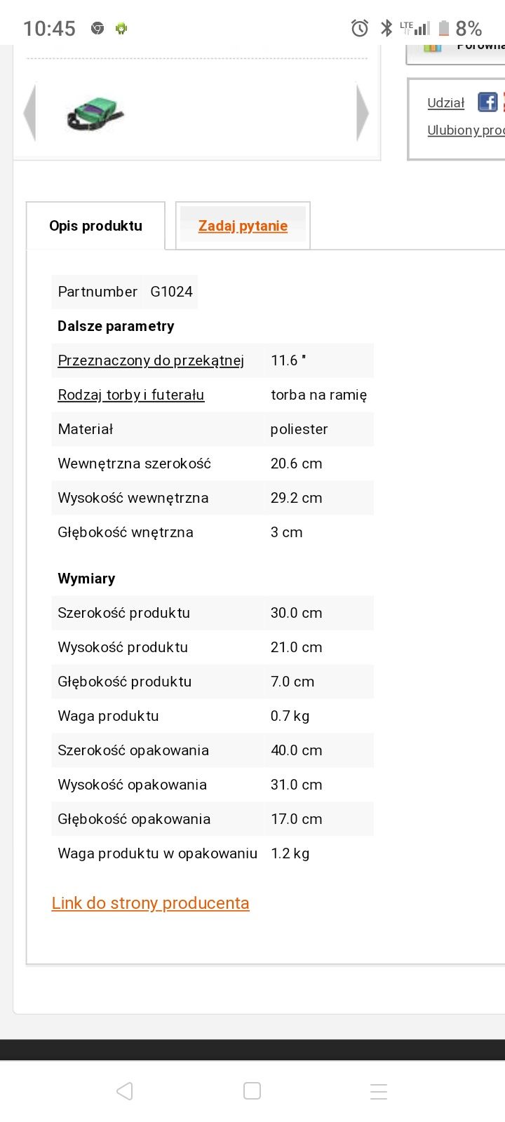 Golla Torebka na tablet na ramię zielona