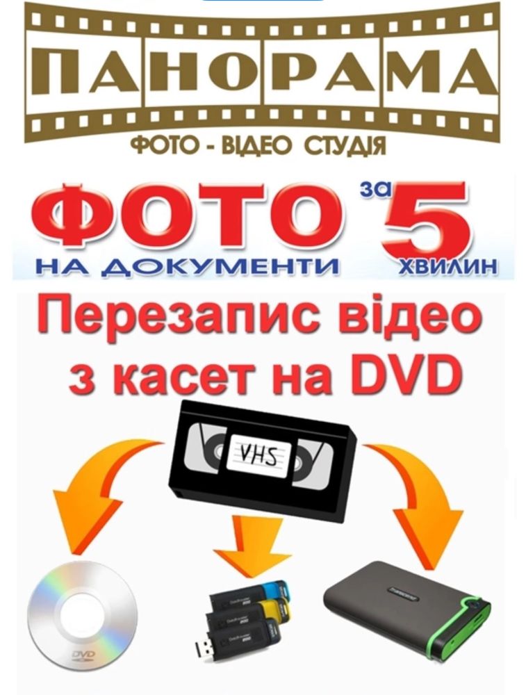 Перезапис оцифровка касет всіх форматів!