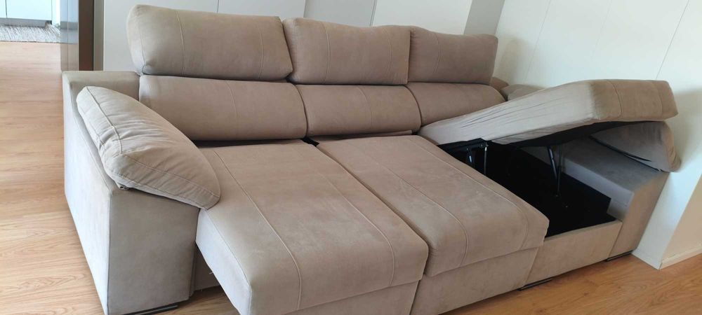 Sofá Chaise Long c Cama Prince (290x140cm) Chaise Cor: Dymar 18 (Bege)