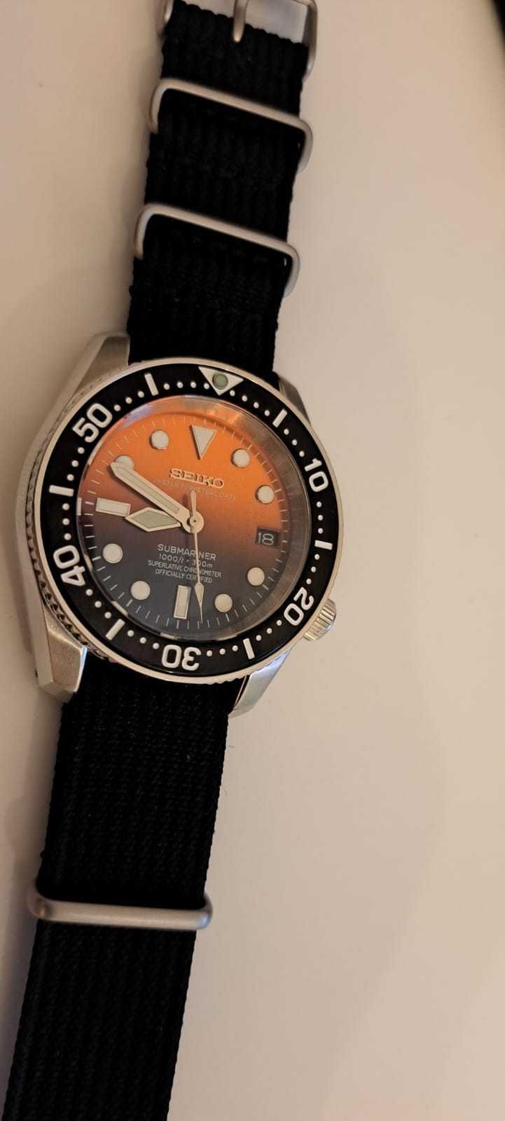Seiko Mod tarcza Submariner Diver orange