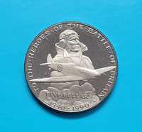 Moneta 5 dolarów 1990 -  Dla bohaterów bitwy o Anglię. Wyspa Marshala.