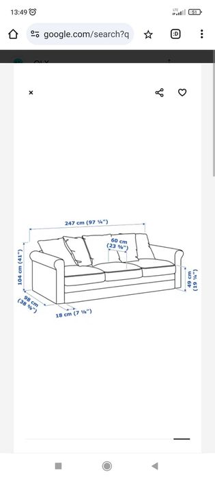 Sofa 3 osobowa IKEA GRONLID ciemnoszara. Stan Idealny !