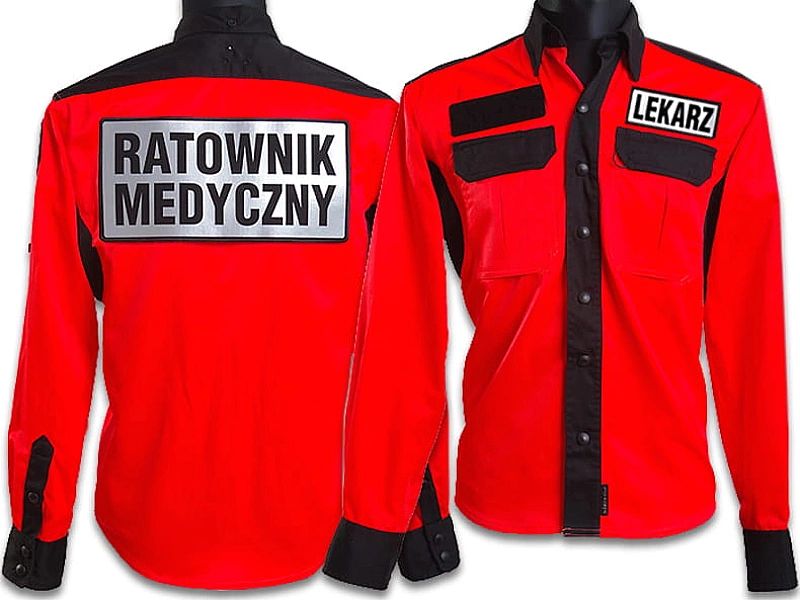Koszula taktyczna ratownicza Prm Fluo z kompletem emblematów (l)