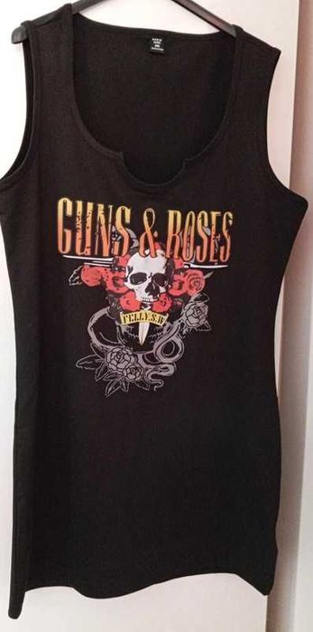 Sukienka Tunika Rockowa Czaszka Czarna Nowa Guns&Rose XXL Shein