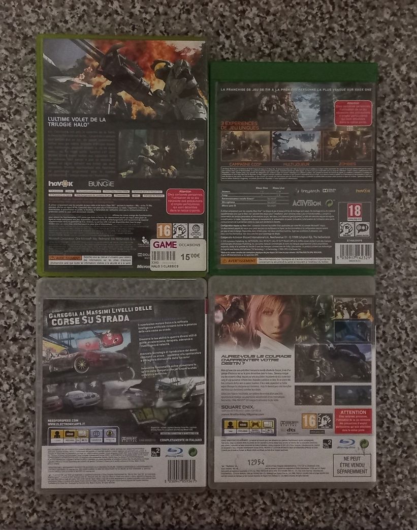 Conjunto de 4 jogos Playstation 3/Xbox 360/One