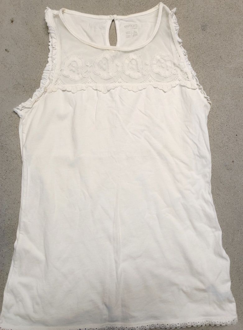 Damska biała koszulka top z koronką r 38 M