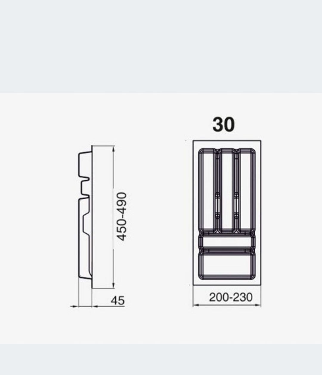 Wklad organizer do szuflady na sztućce pro 30.  23x49