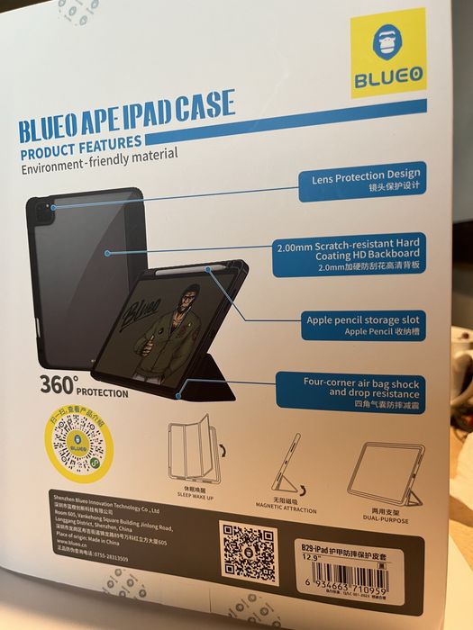 Чехол на Ай Пад ( i Pad pro 3/4/5 ) 12,9”  (“ BLUEO” )