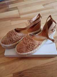 Sandały damskie espadryle koronkowe r.38