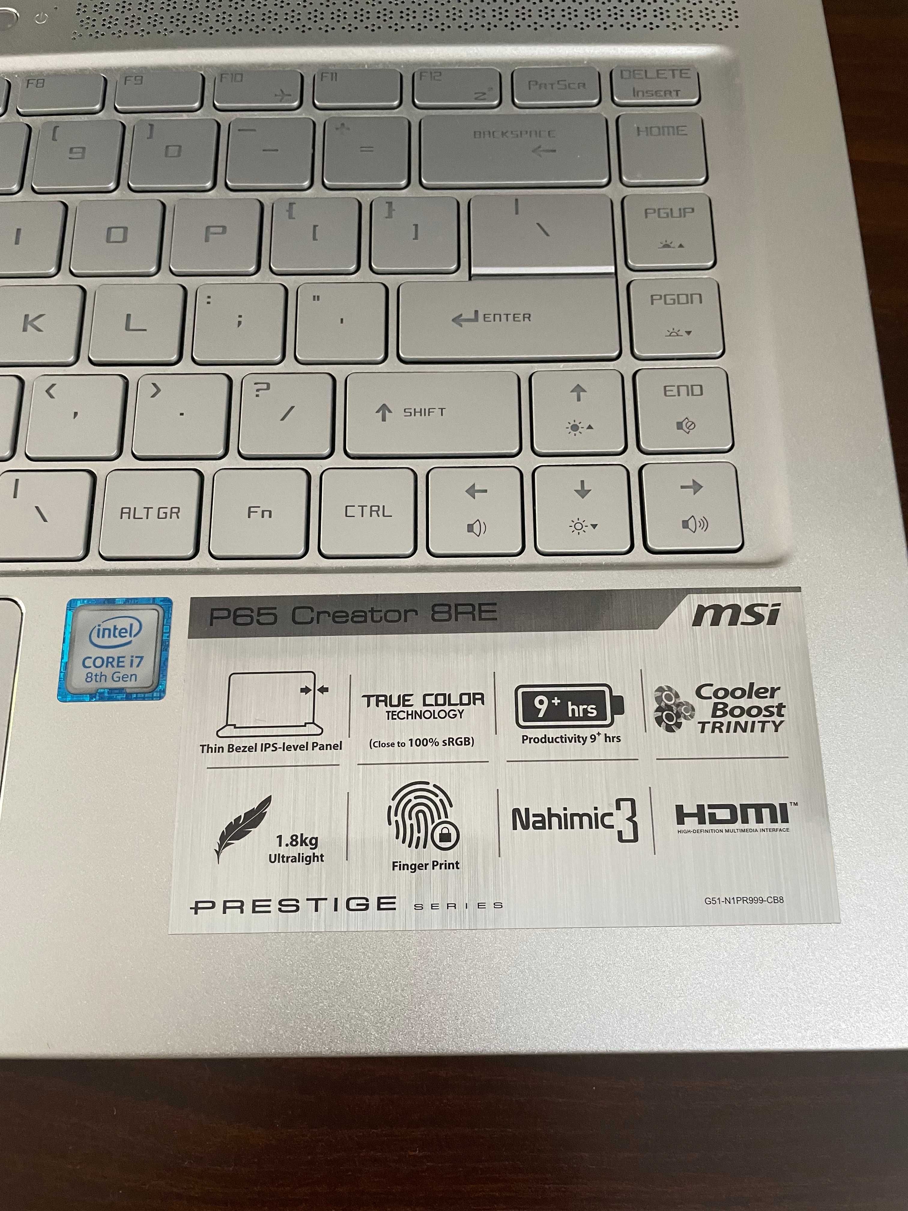 Laptop MSI P65 Creator 8RE 15,6"