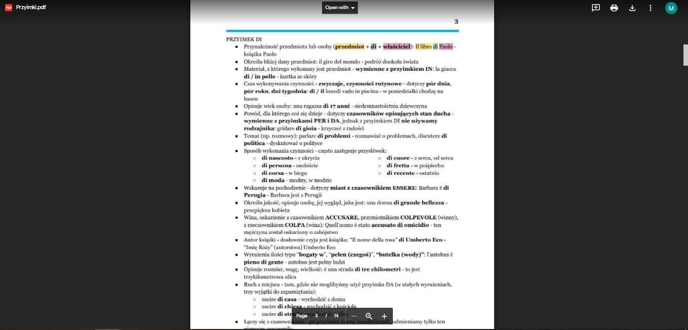 NOTATKI Matura Studia język włoski