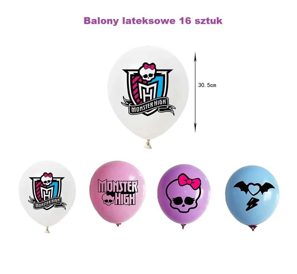 Monster High Zestaw Urodzinowy 4 części Balony Baner Topper Wzór 2