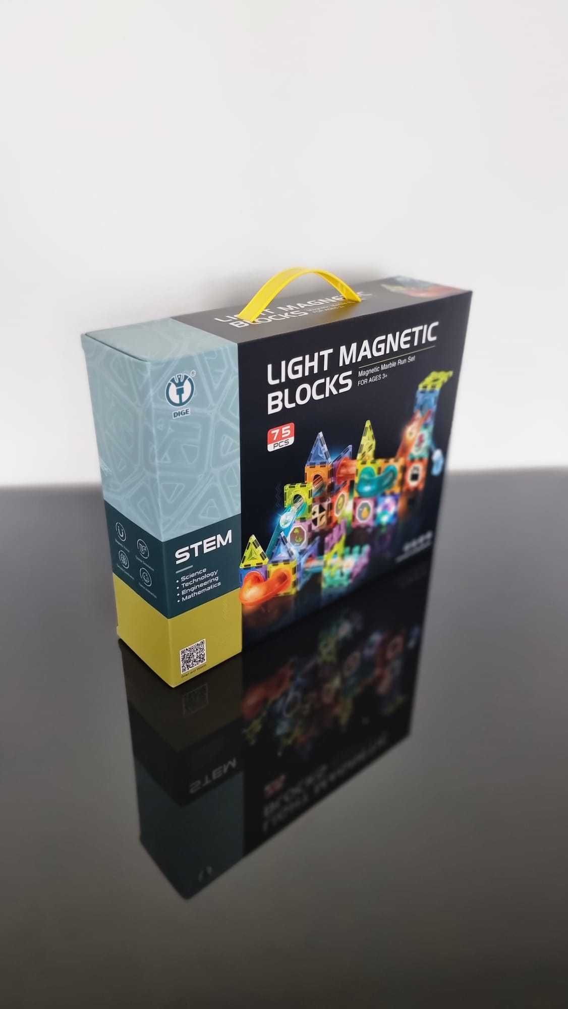 Klocki magnetyczne konstrukcyjne świecący tor 75 el 3D Magnetic Tiles