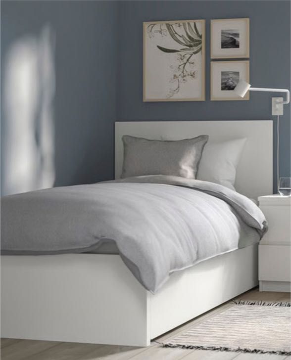 cama con arrumaçao e cabeceira modelo Malm Ikea