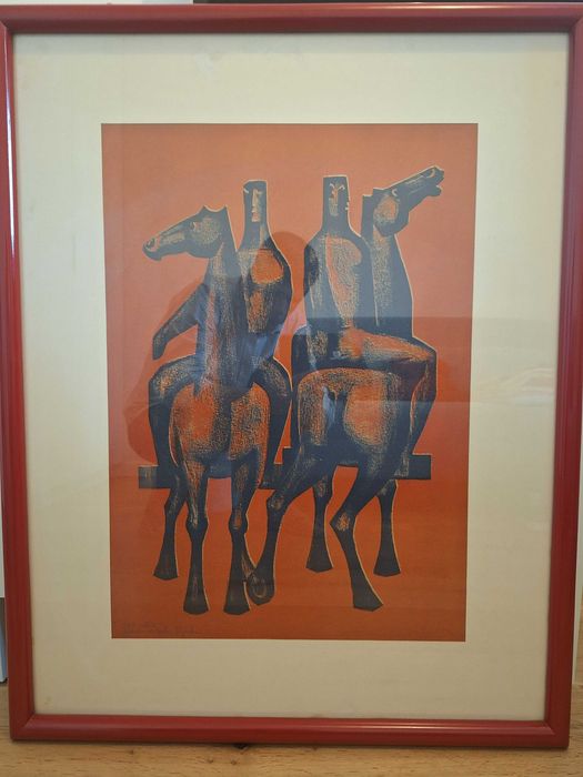 Quadro do Pintor Amândio Silva – Litografia Vendedores de Cavalos