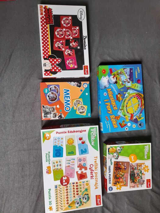 Gry planszowe / memo / domino Miki / puzzle Trefliki